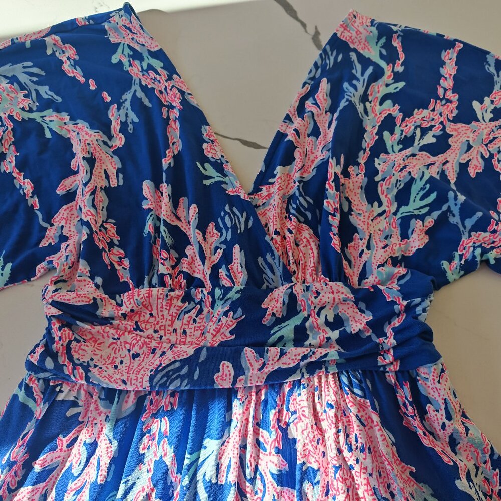 Lilly Pulitzer Coral Reef Print Skort Romper Dress Blue Pink Size S Built-In Sho - Picture 6 of 11